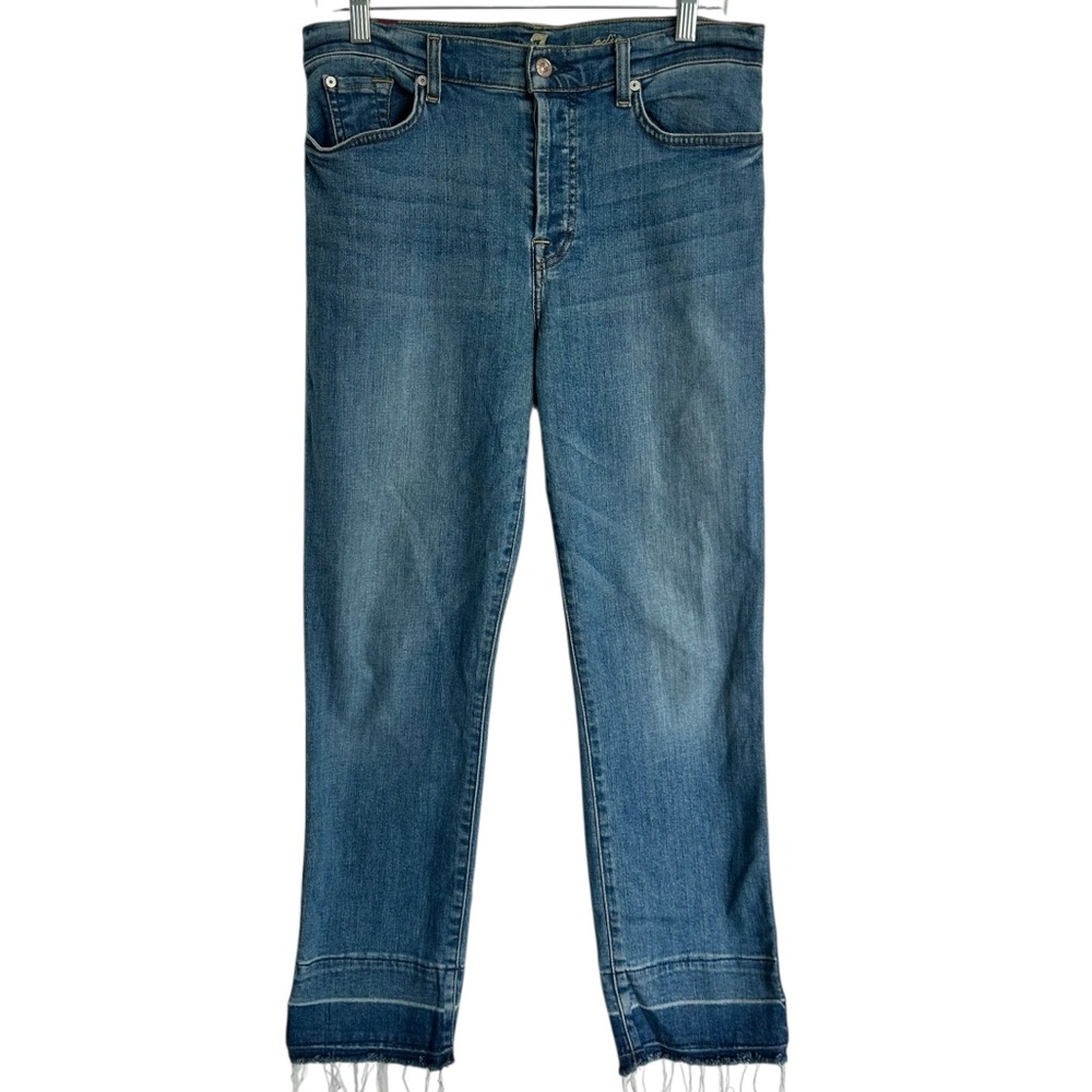 7 For All Mankind Edie Button Fly High Rise Straight Leg Jeans Women's Size 31